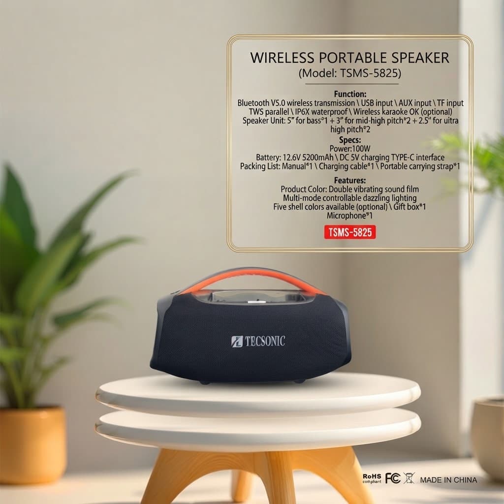 Tecsonic Wireless Portable Speaker Karaoke system - TSMS-5825