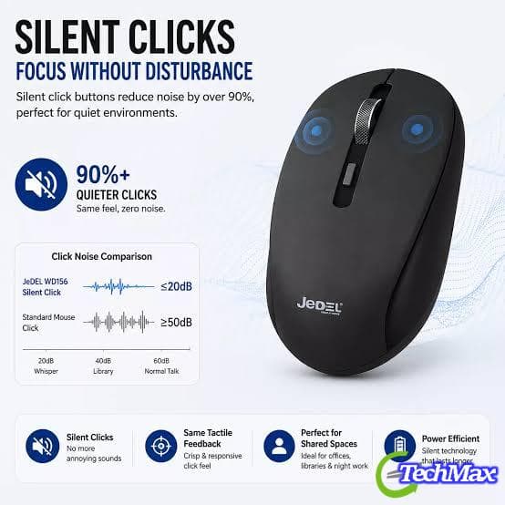 JEDEL WD156 Dual-Mode Wireless 2.4GHz and Bluetooth connectivity, Rechargeable, 4D Silent Click Buttons